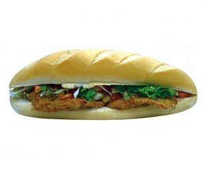 Chicken schnitzel baguette at Shoshana Restaurant, Bangkok